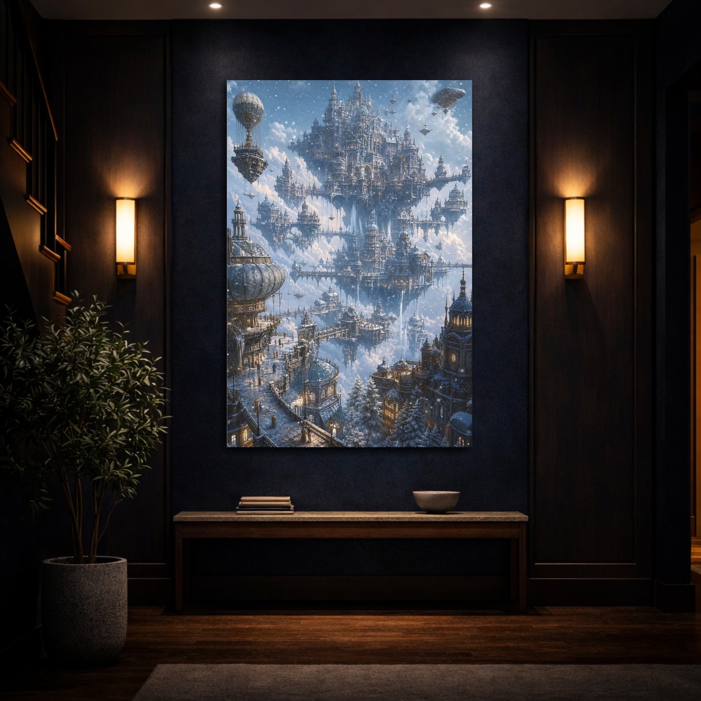 Mockup 4. Floating Winter Citadel shown as canvas print