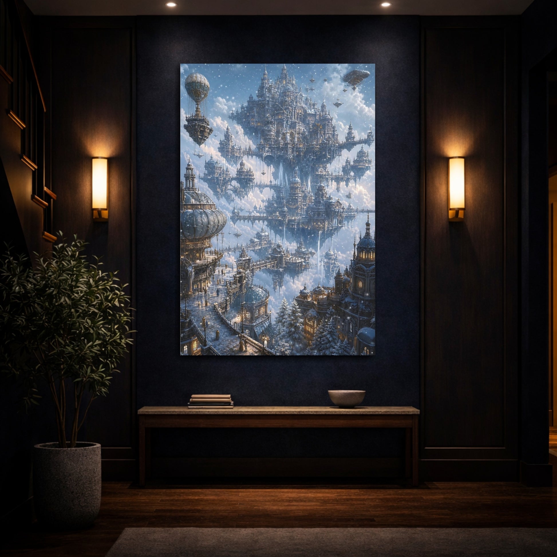 Mockup 4. Floating Winter Citadel shown as canvas print