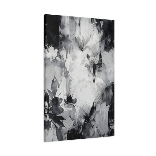 Floral Abstract Monochrome Canvas Print – Decor for Living Room, Above Fireplace - YesArtYes
