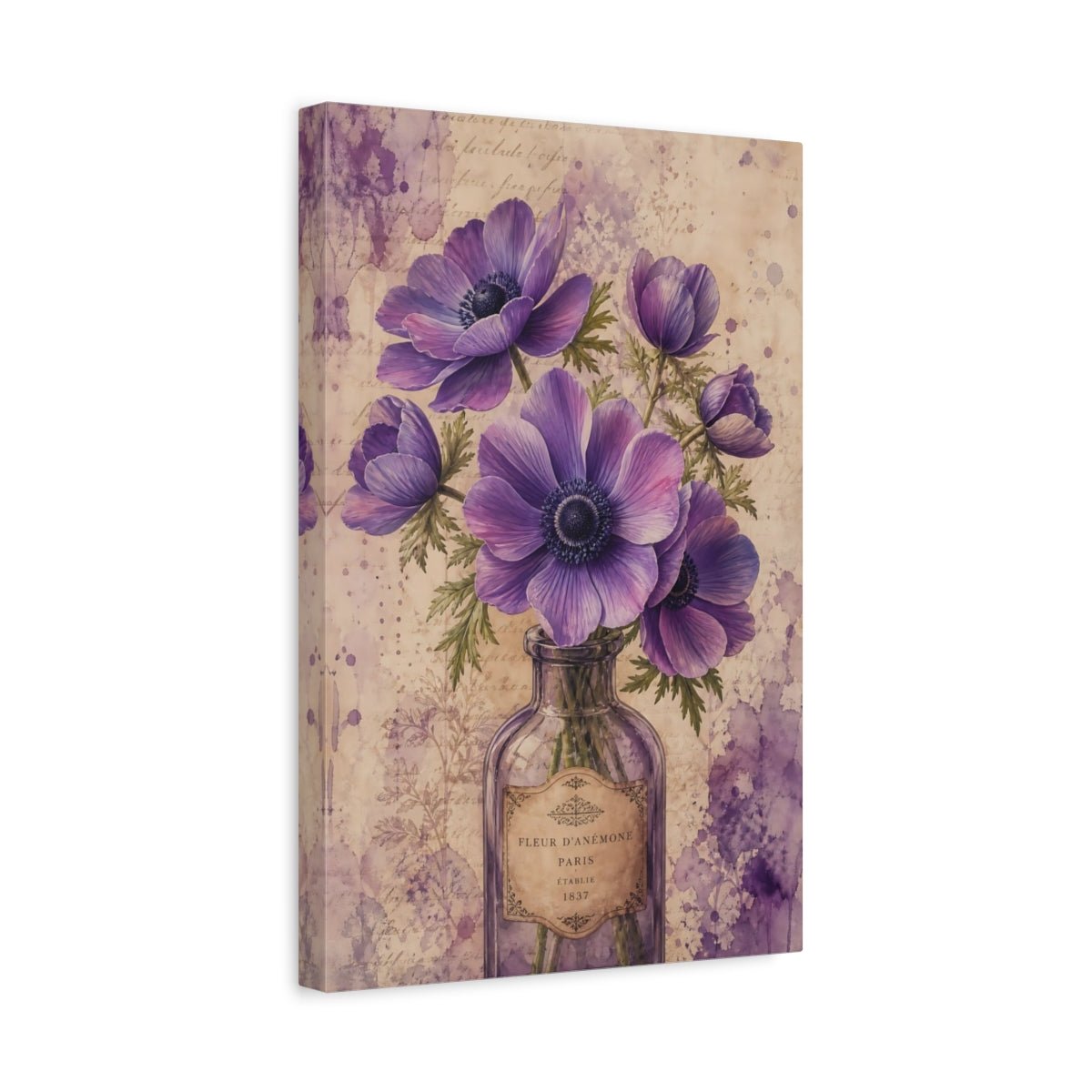 Floral Anemone Flowers Purple Canvas Print – Living Room, Large Wall - YesArtYes