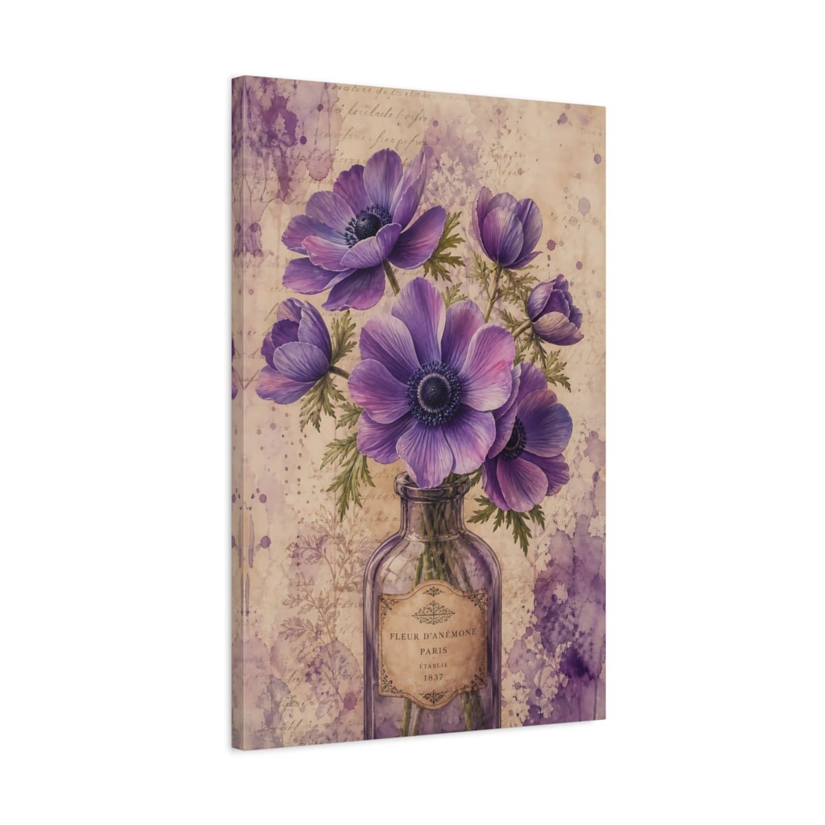 Floral Anemone Flowers Purple Canvas Print – Living Room, Large Wall - YesArtYes