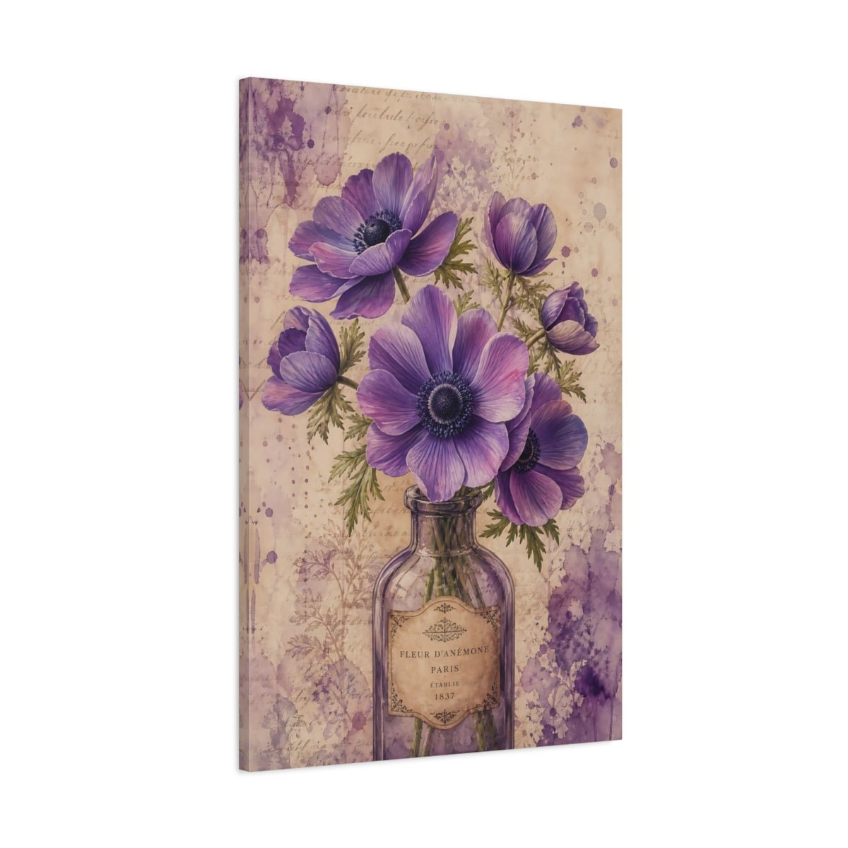 Floral Anemone Flowers Purple Canvas Print – Living Room, Large Wall - YesArtYes