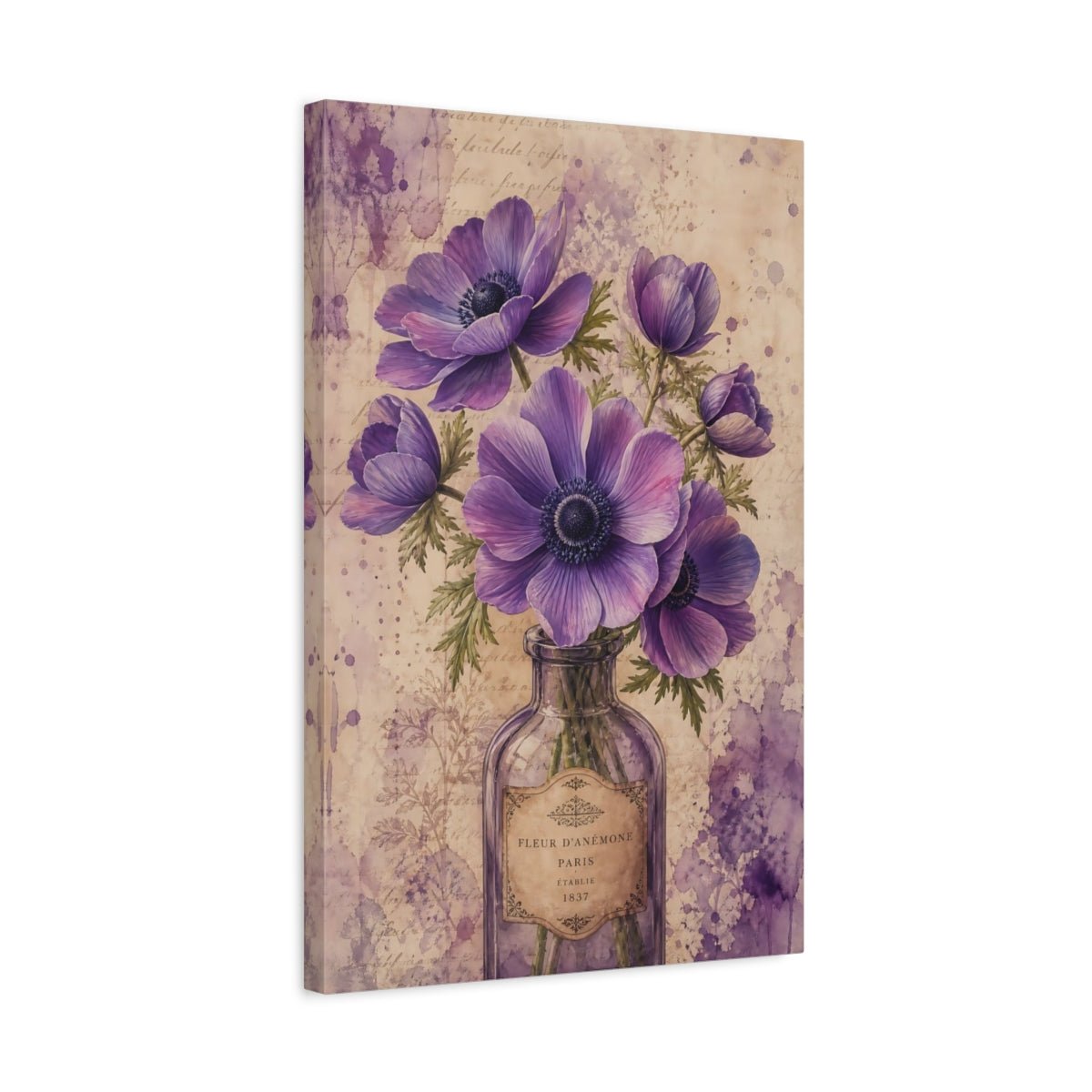 Floral Anemone Flowers Purple Canvas Print – Living Room, Large Wall - YesArtYes