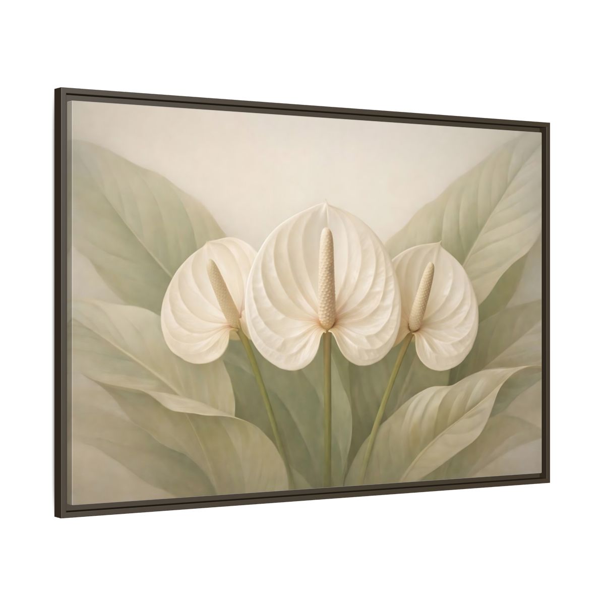 Main Mockup. Floral Anthurium Flowers White Anthurium shown as stretched canvas wall art