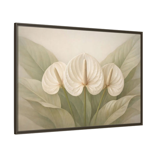 Main Mockup. Floral Anthurium Flowers White Anthurium shown as stretched canvas wall art