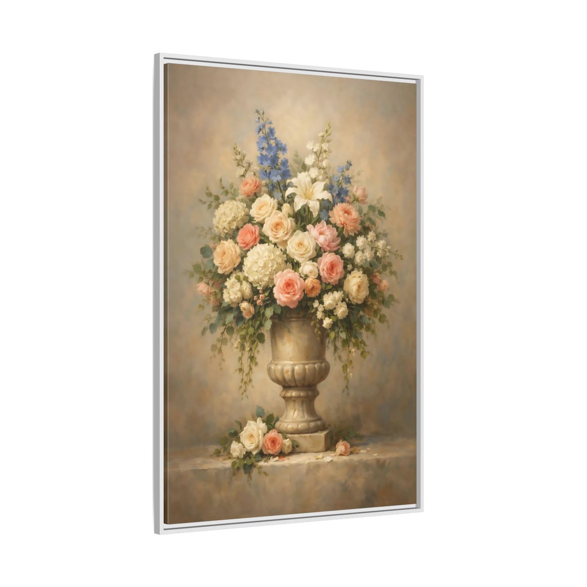 Side Mockup 7. Floral Floral Arrangement Pastel Floral shown as stretched canvas wall art