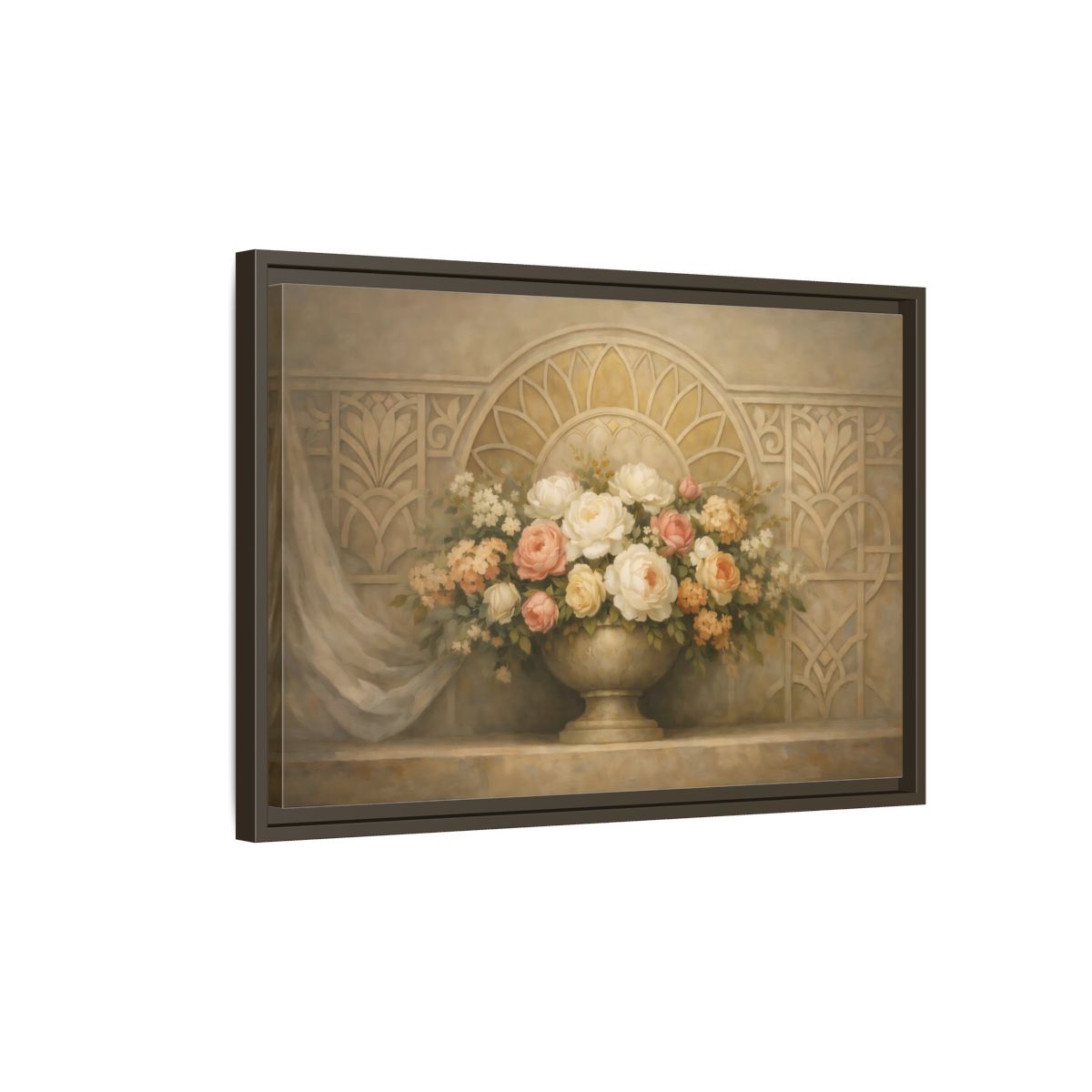 Side Mockup 2. Floral Floral Arrangement Pastel Floral shown as stretched canvas wall art