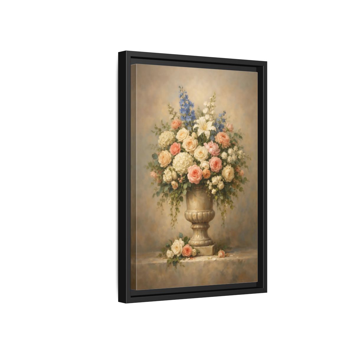Side Mockup 6. Floral Floral Arrangement Pastel Floral shown as stretched canvas wall art