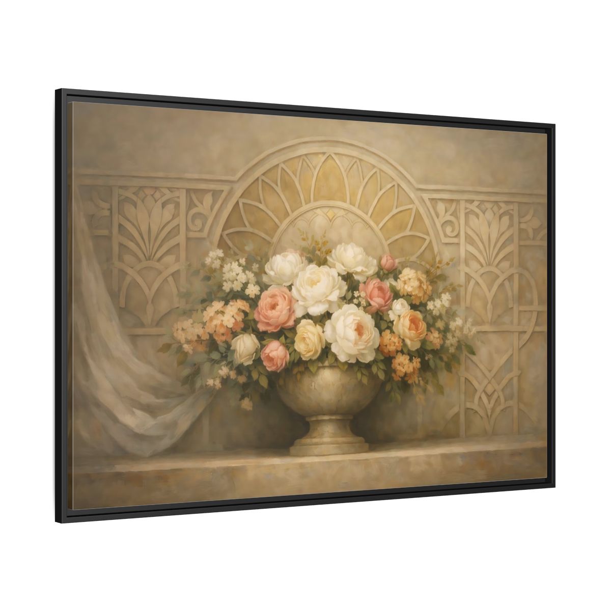 Side Mockup 12. Floral Floral Arrangement Pastel Floral shown as stretched canvas wall art