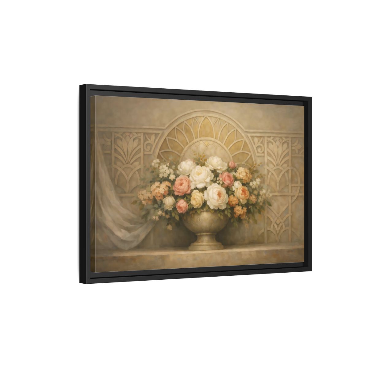 Side Mockup 3. Floral Floral Arrangement Pastel Floral shown as stretched canvas wall art