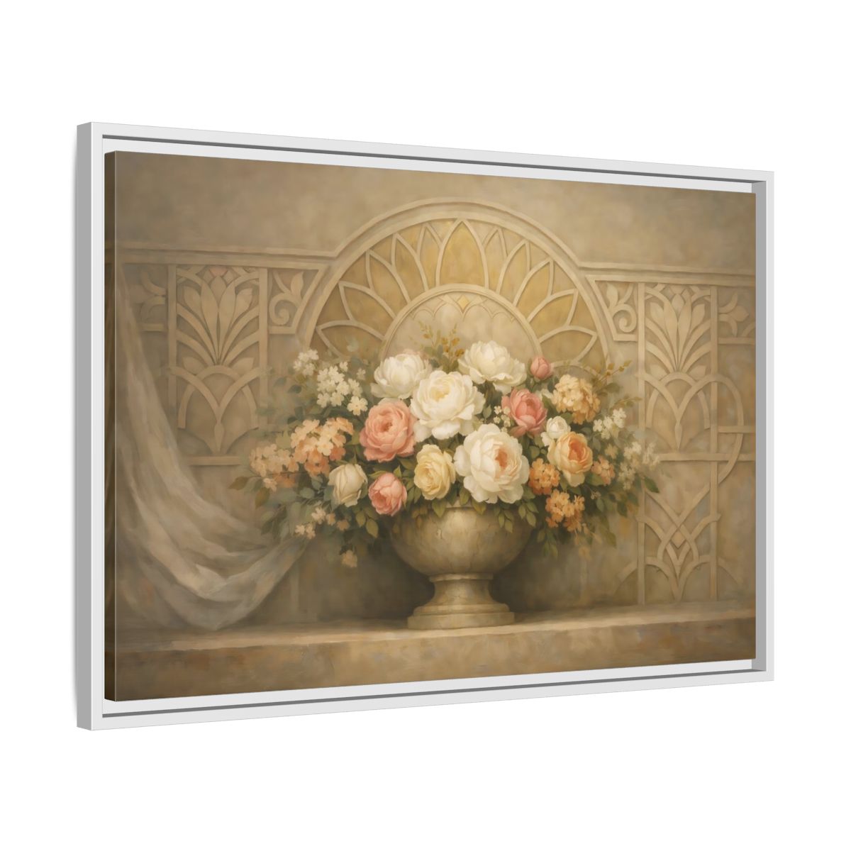 Side Mockup 10. Floral Floral Arrangement Pastel Floral shown as stretched canvas wall art