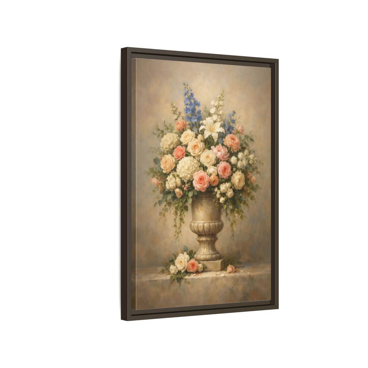 Side Mockup 2. Floral Floral Arrangement Pastel Floral shown as stretched canvas wall art