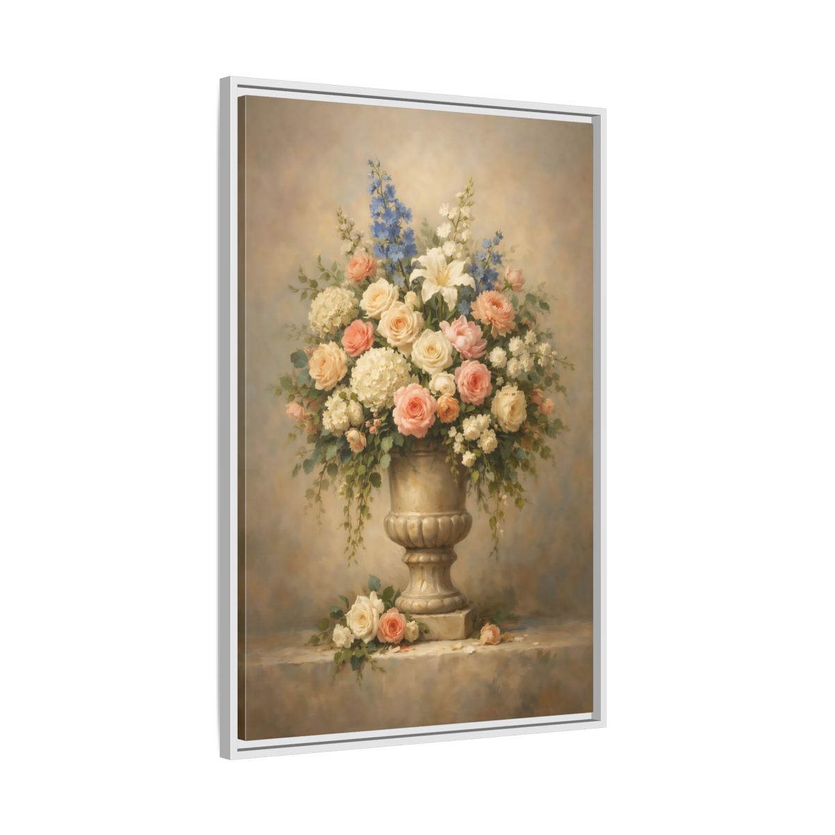 Side Mockup 9. Floral Floral Arrangement Pastel Floral shown as stretched canvas wall art