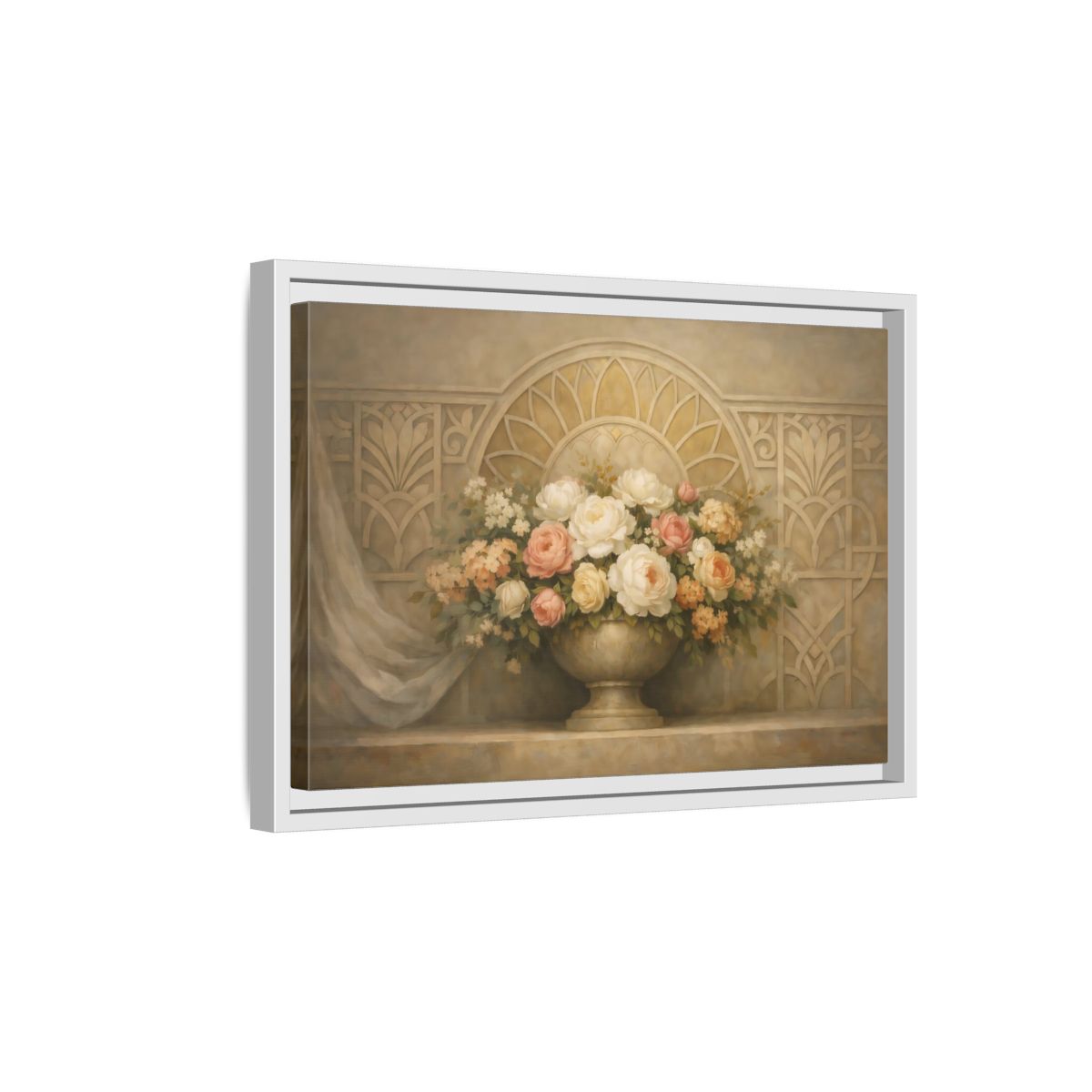 Side Mockup 4. Floral Floral Arrangement Pastel Floral shown as stretched canvas wall art