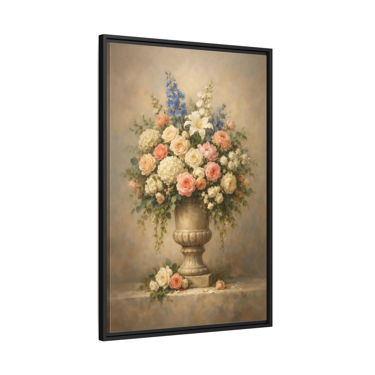 Side Mockup 13. Floral Floral Arrangement Pastel Floral shown as stretched canvas wall art
