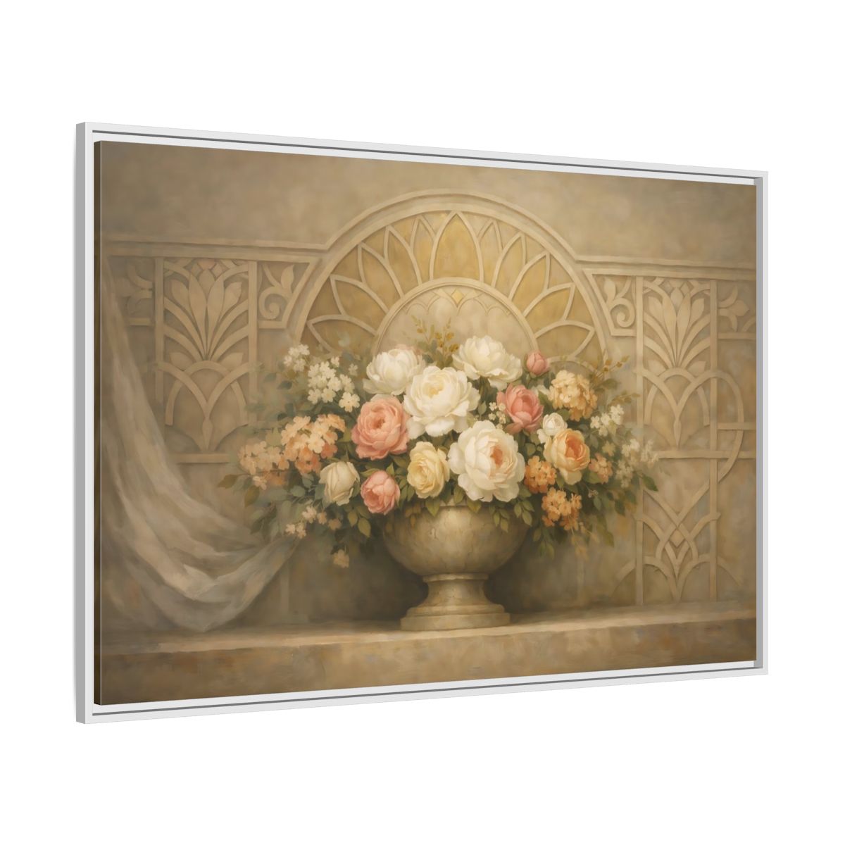 Side Mockup 7. Floral Floral Arrangement Pastel Floral shown as stretched canvas wall art