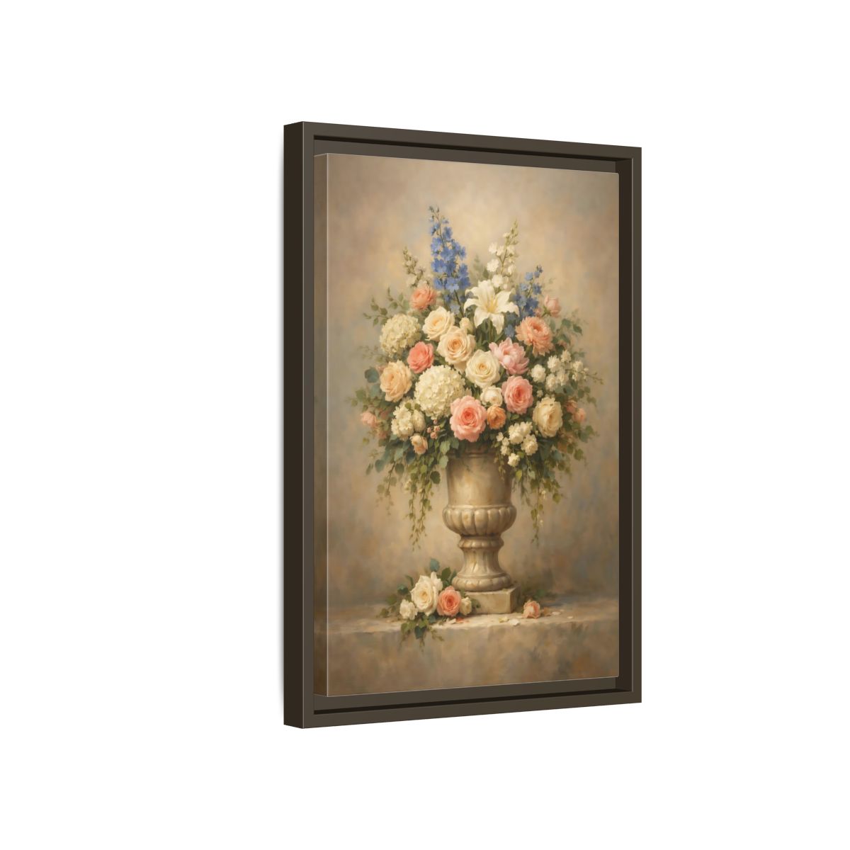 Side Mockup 5. Floral Floral Arrangement Pastel Floral shown as stretched canvas wall art