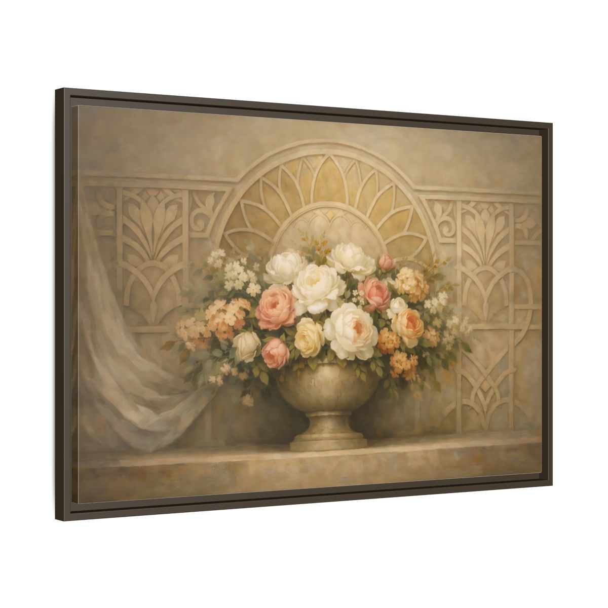 Side Mockup 9. Floral Floral Arrangement Pastel Floral shown as stretched canvas wall art