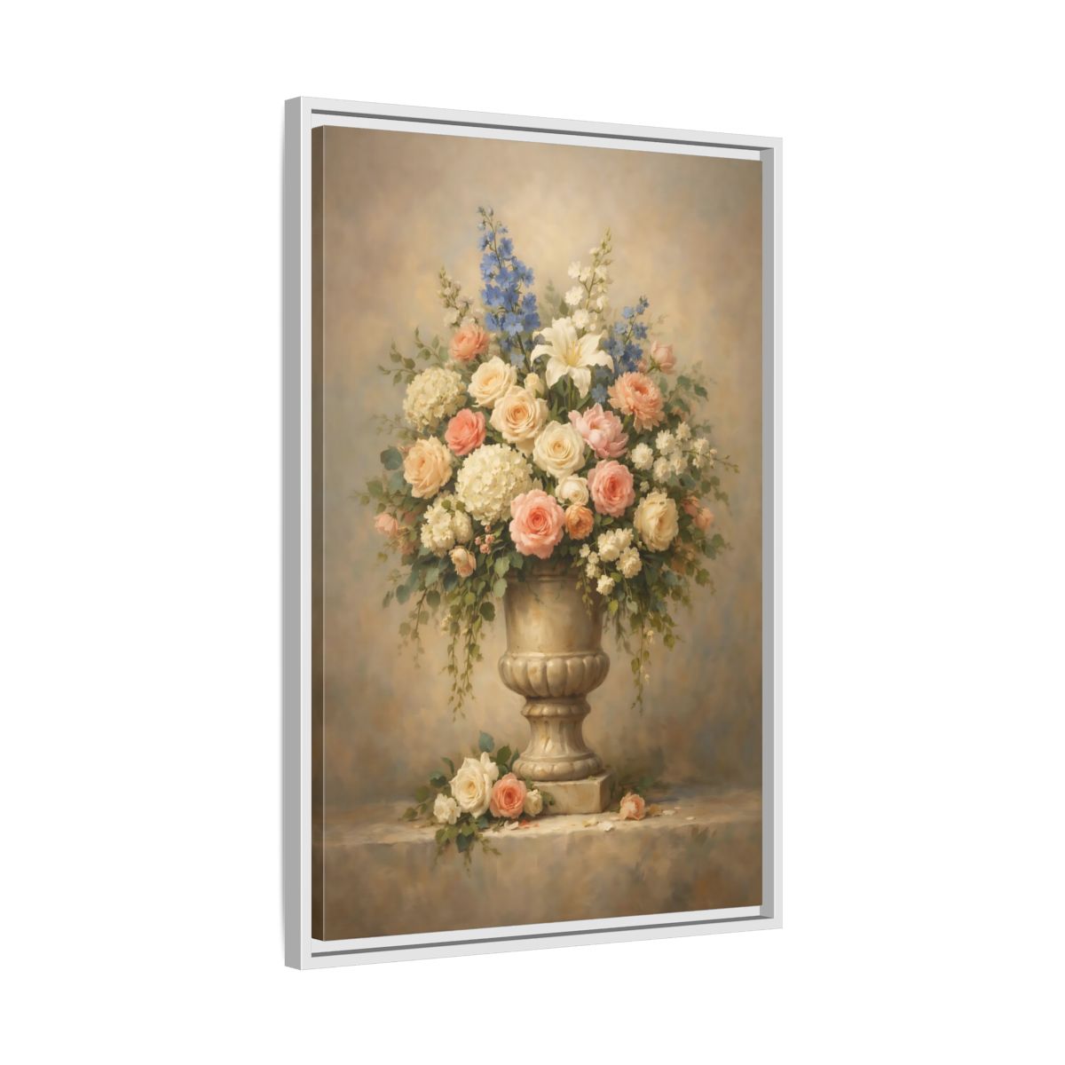 Side Mockup 11. Floral Floral Arrangement Pastel Floral shown as stretched canvas wall art