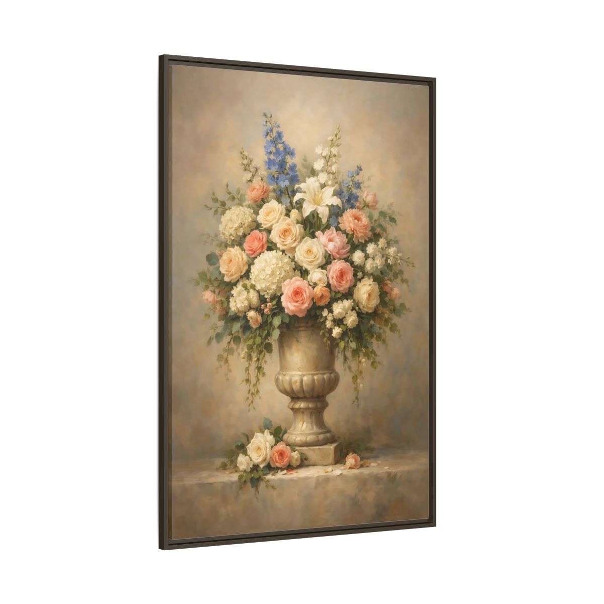 Side Mockup 8. Floral Floral Arrangement Pastel Floral shown as stretched canvas wall art