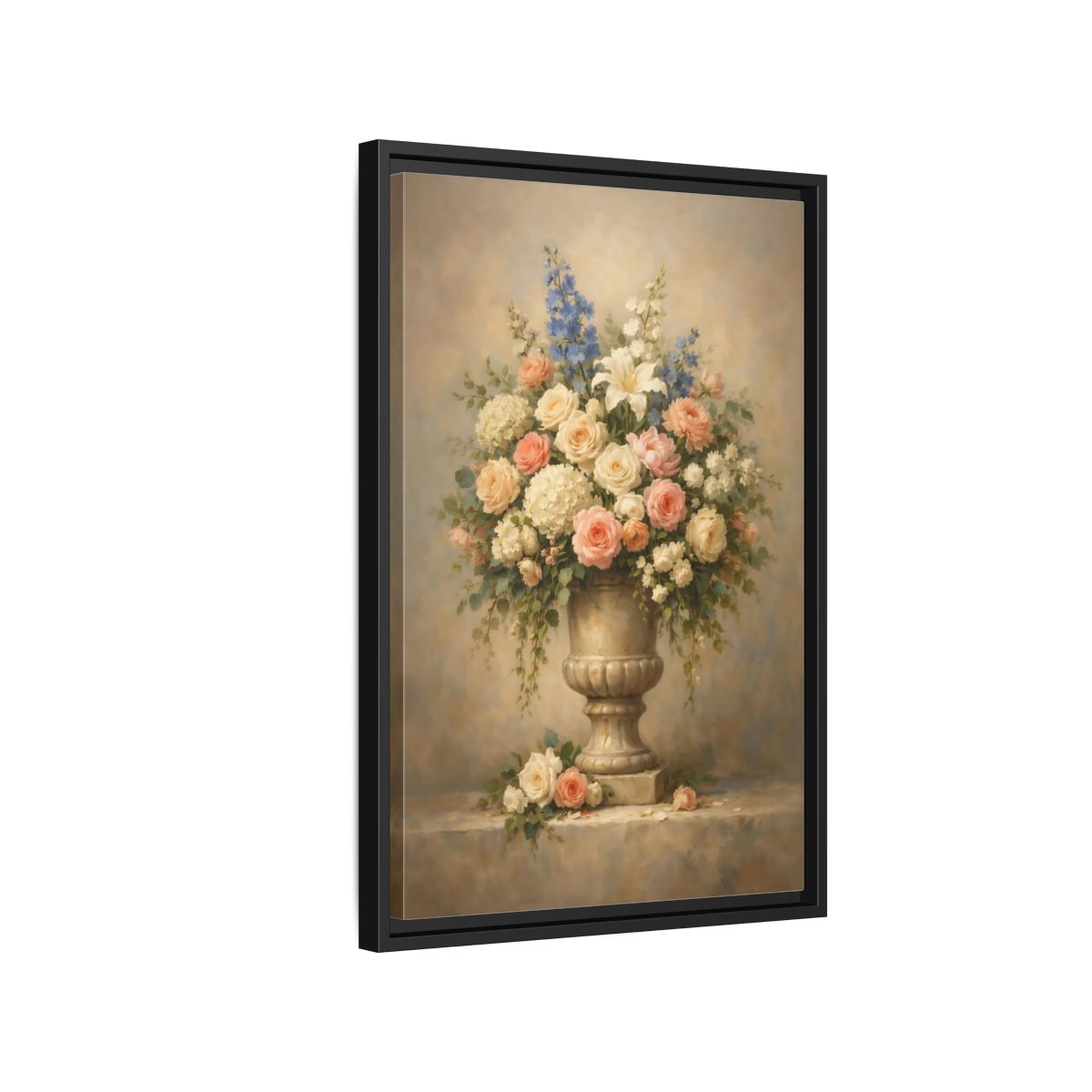 Side Mockup 3. Floral Floral Arrangement Pastel Floral shown as stretched canvas wall art