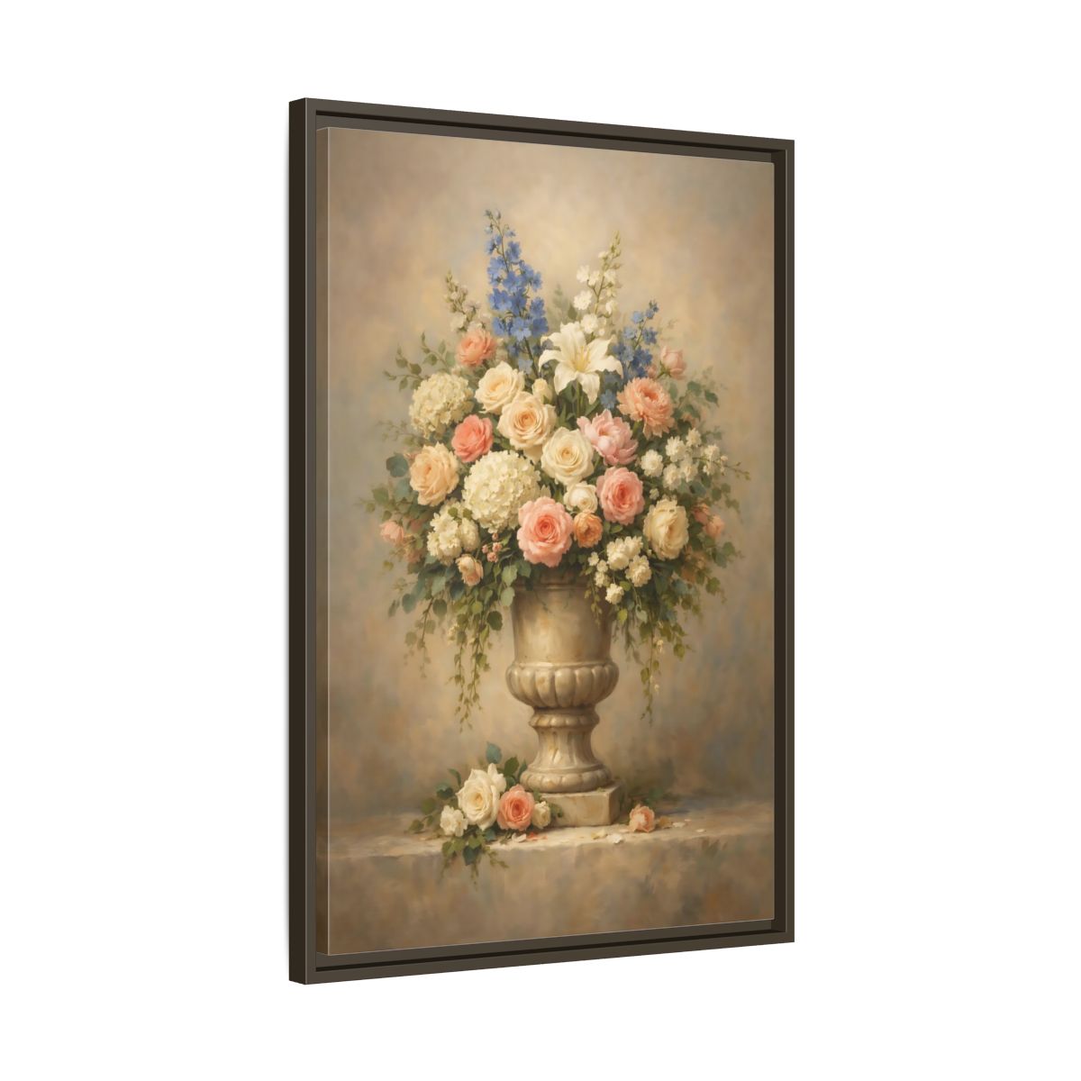 Side Mockup 12. Floral Floral Arrangement Pastel Floral shown as stretched canvas wall art