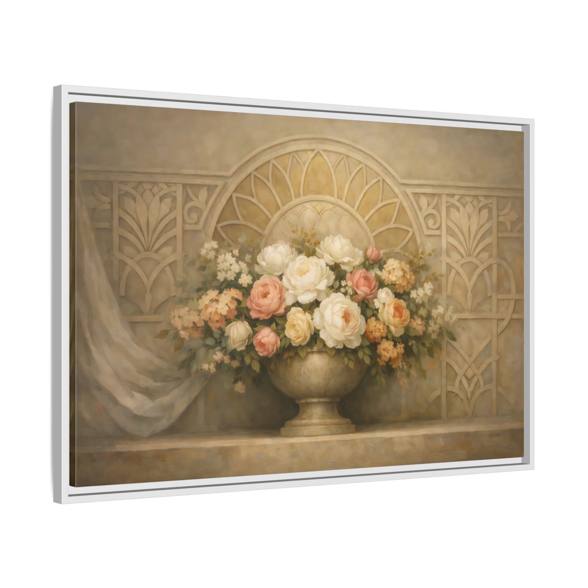 Side Mockup 8. Floral Floral Arrangement Pastel Floral shown as stretched canvas wall art