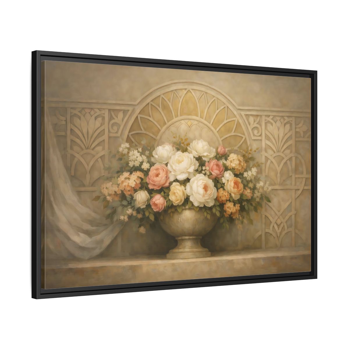 Side Mockup 13. Floral Floral Arrangement Pastel Floral shown as stretched canvas wall art