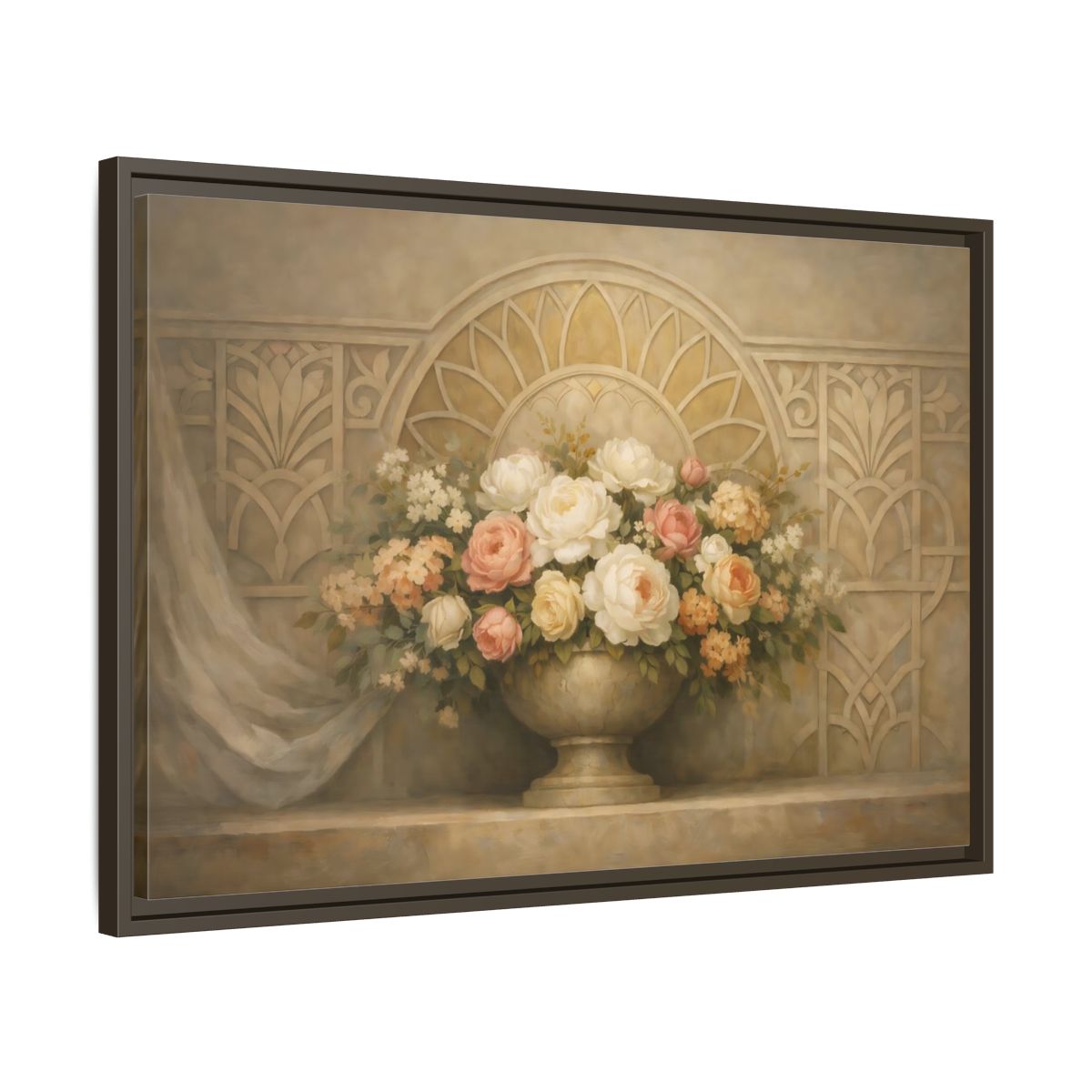 Side Mockup 11. Floral Floral Arrangement Pastel Floral shown as stretched canvas wall art