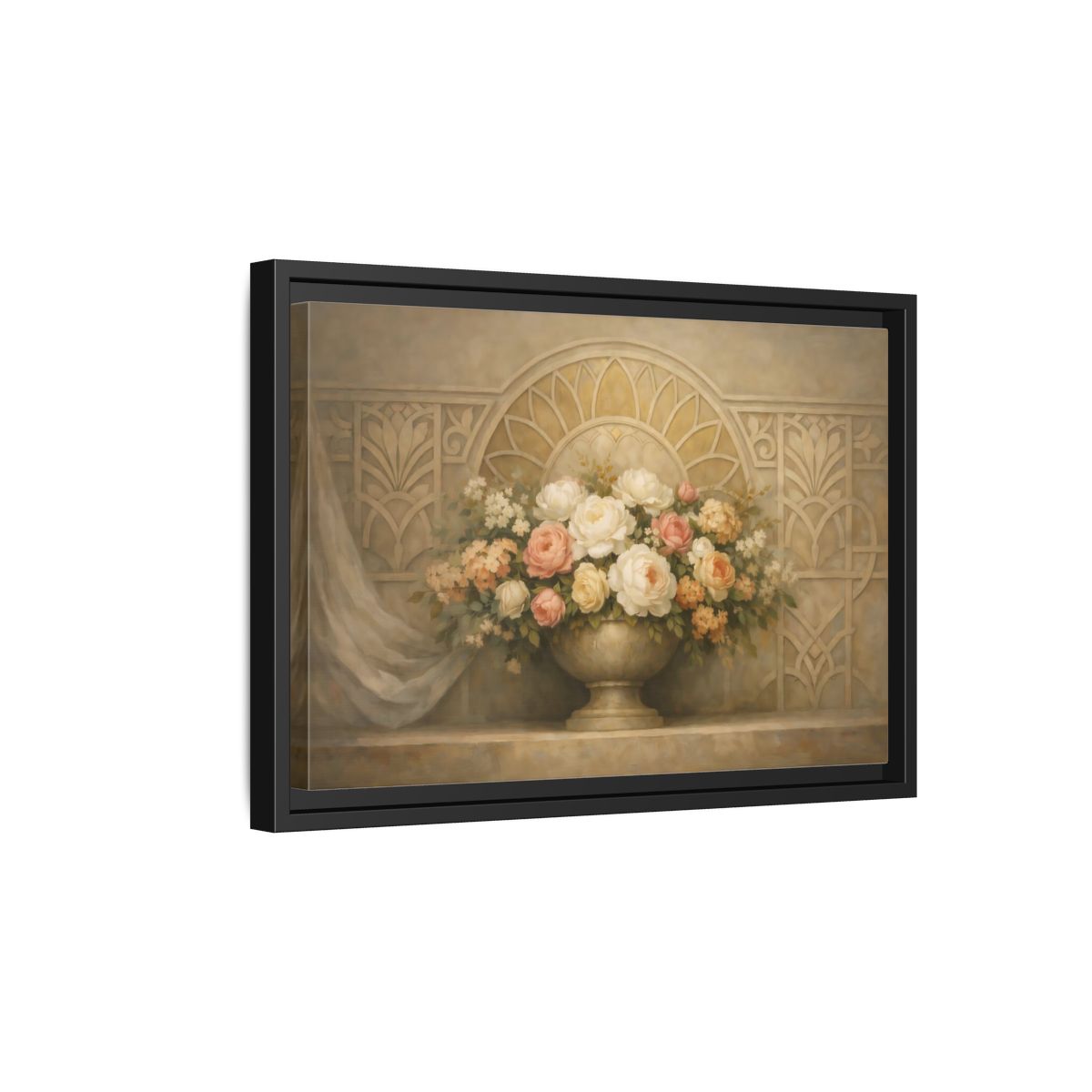 Side Mockup 6. Floral Floral Arrangement Pastel Floral shown as stretched canvas wall art