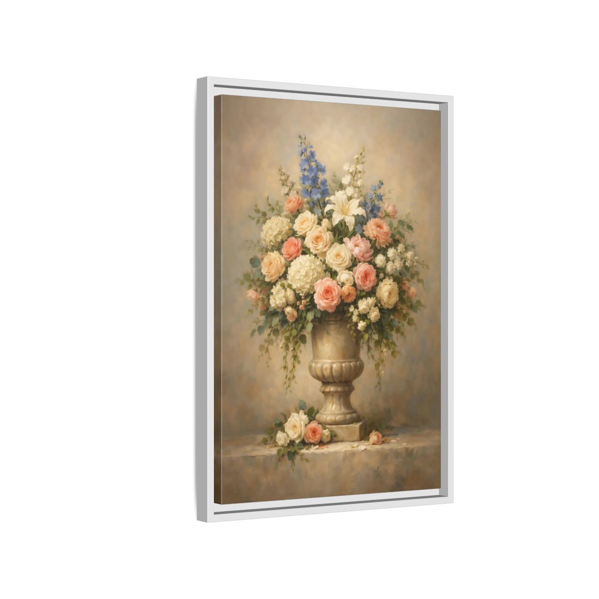 Side Mockup 1. Floral Floral Arrangement Pastel Floral shown as stretched canvas wall art