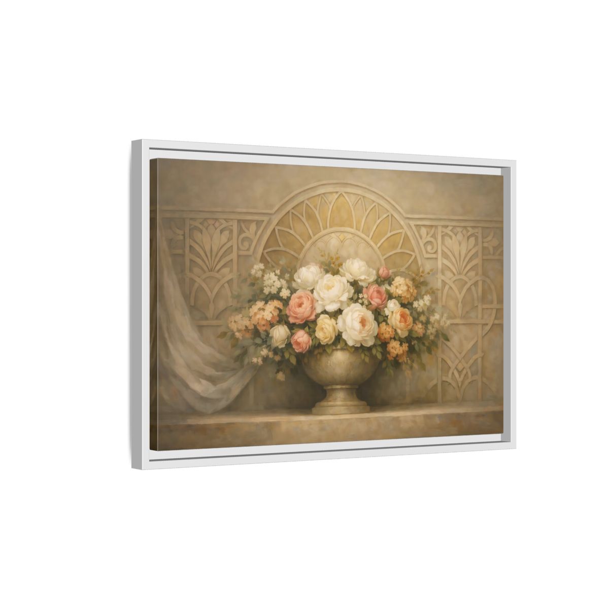 Side Mockup 1. Floral Floral Arrangement Pastel Floral shown as stretched canvas wall art