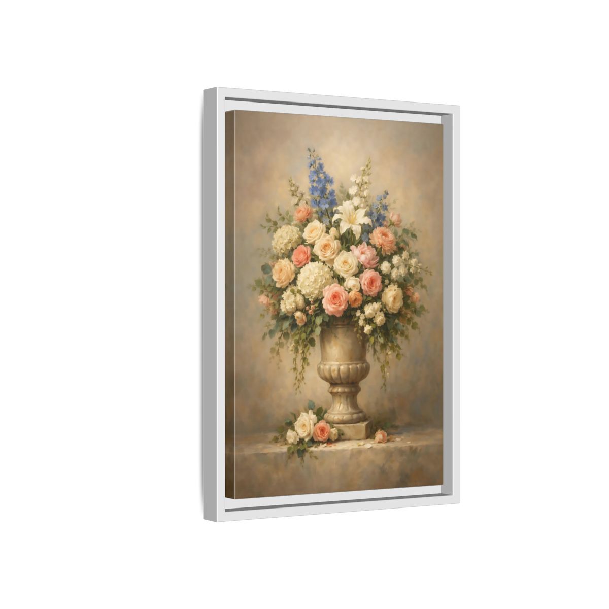 Side Mockup 4. Floral Floral Arrangement Pastel Floral shown as stretched canvas wall art