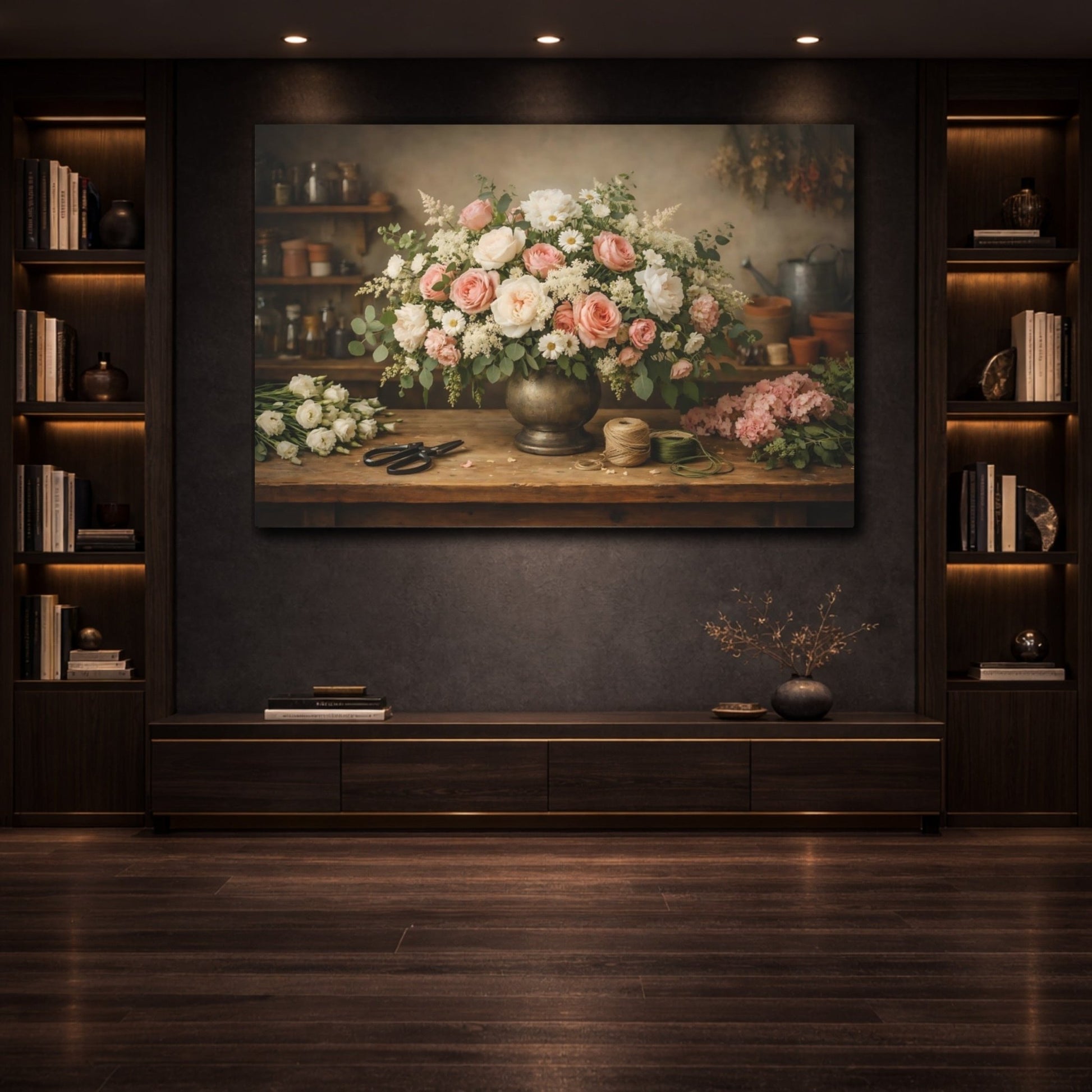 Floral Arrangement Pink And White - Canvas Wall Art Print - YesArtYes