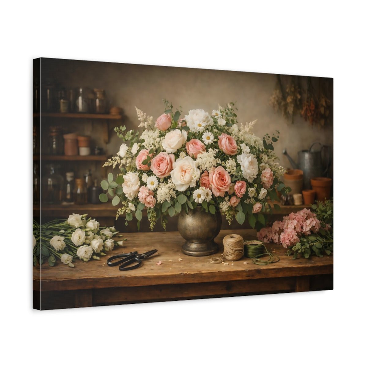 Floral Arrangement Pink And White - Canvas Wall Art Print - YesArtYes