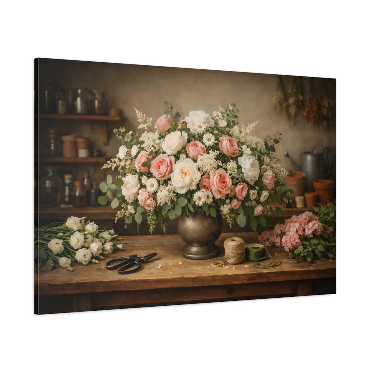 Floral Arrangement Pink And White - Canvas Wall Art Print - YesArtYes