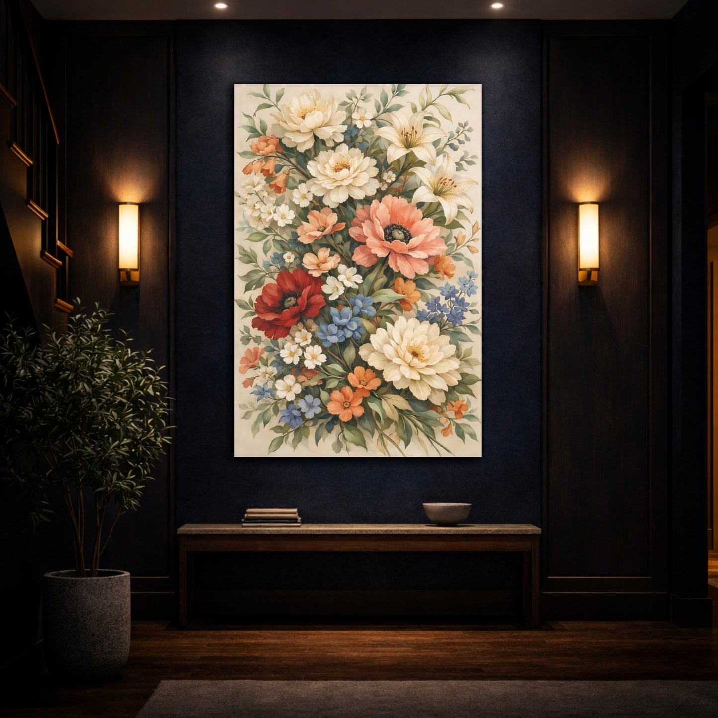 Floral Arrangement Vintage Bouquet - Canvas Wall Art Print - YesArtYes