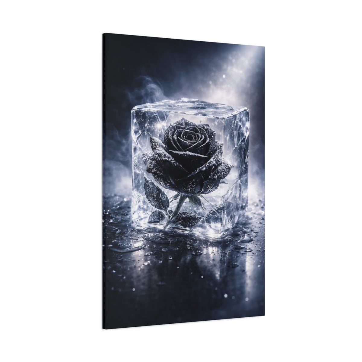 Floral Black Rose Ice - Canvas Wall Art Print - YesArtYes