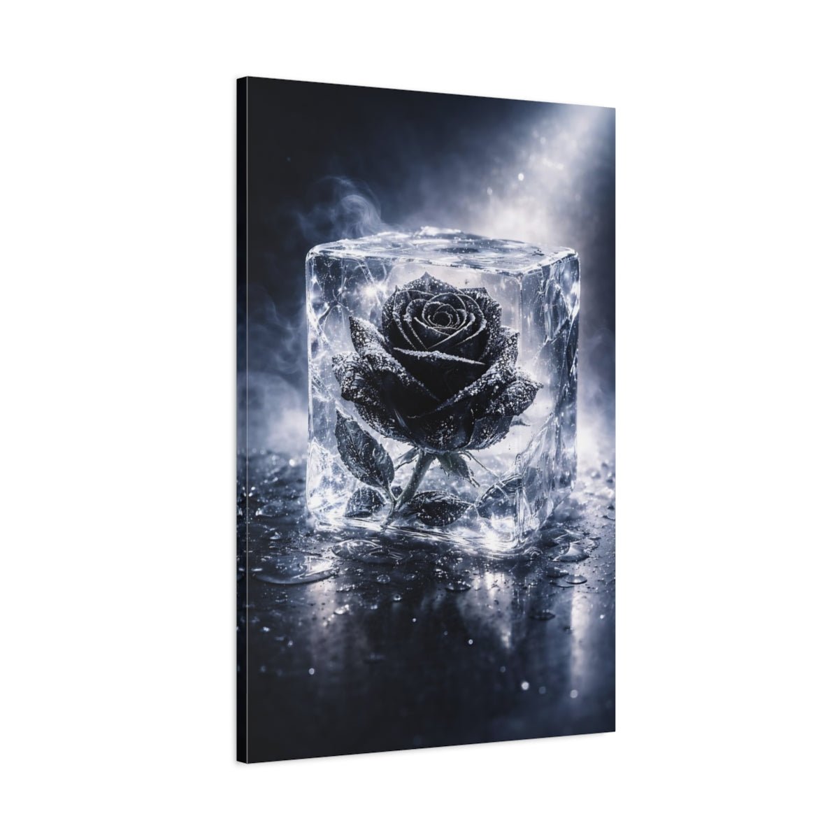 Floral Black Rose Ice - Canvas Wall Art Print - YesArtYes