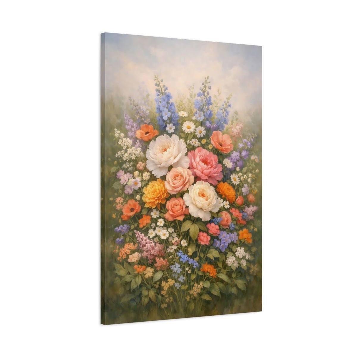 Floral Blooming Garden Mixed Canvas Wall Art Print – Living Room Decor, Above Sofa - YesArtYes