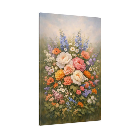 Floral Blooming Garden Mixed Canvas Wall Art Print – Living Room Decor, Above Sofa - YesArtYes