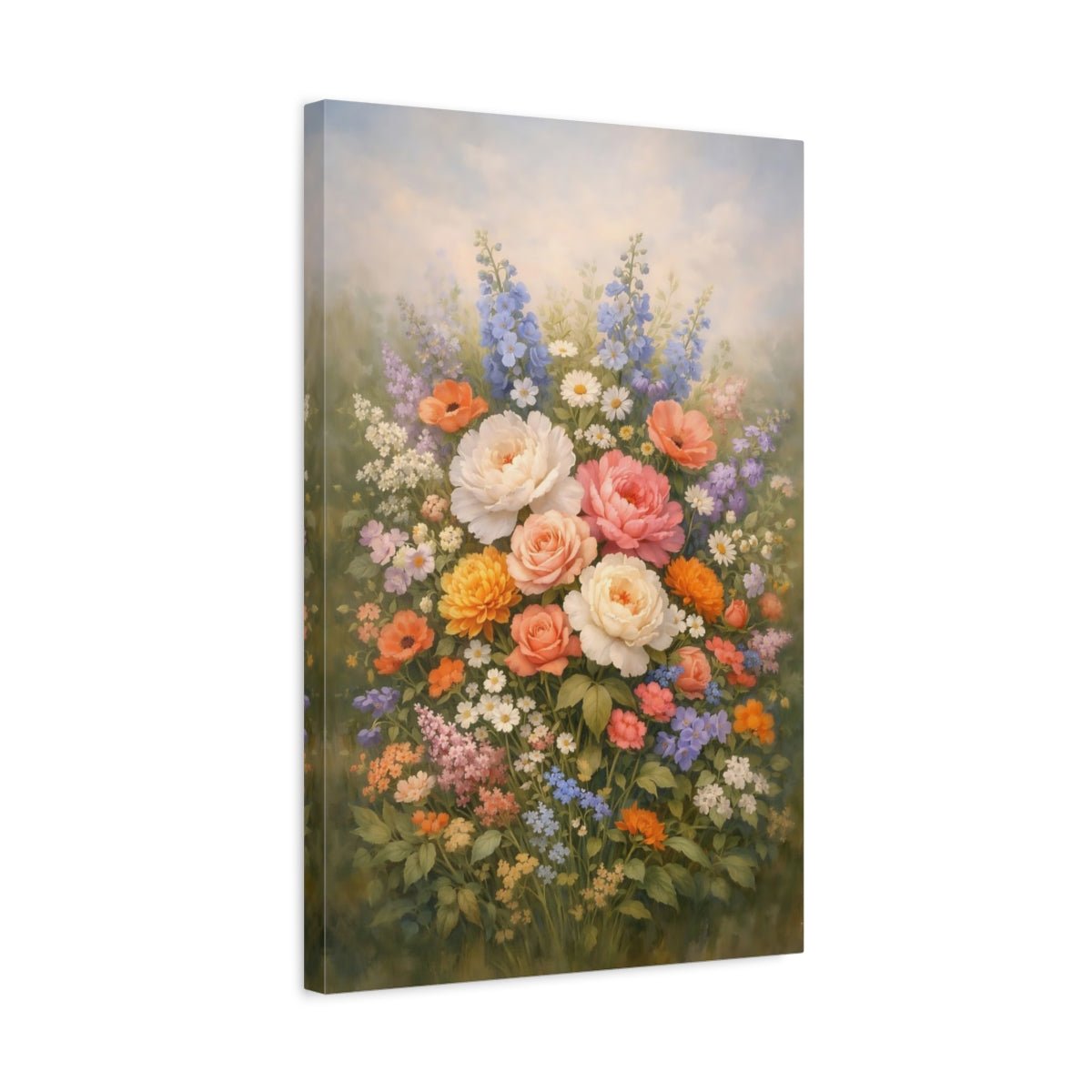 Floral Blooming Garden Mixed Canvas Wall Art Print – Living Room Decor, Above Sofa - YesArtYes