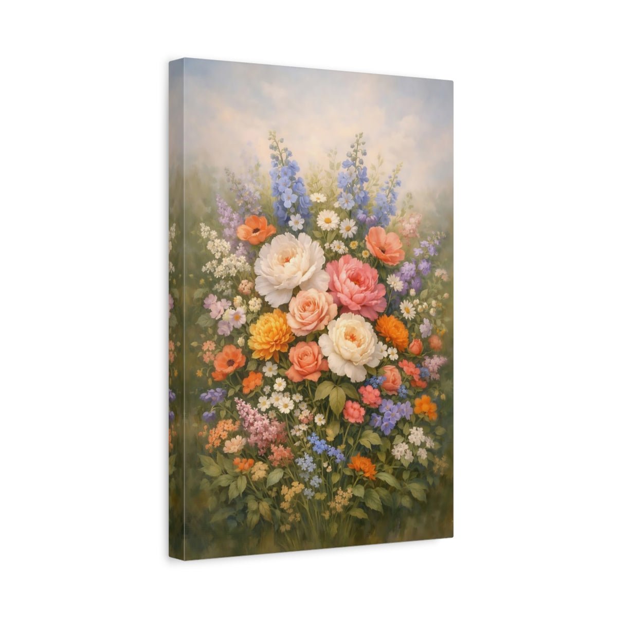 Floral Blooming Garden Mixed Canvas Wall Art Print – Living Room Decor, Above Sofa - YesArtYes