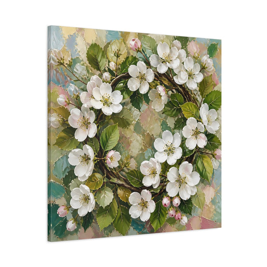 Main Mockup. Floral Blossom Wreath Pastel Floral Wreath shown as stretched canvas wall art