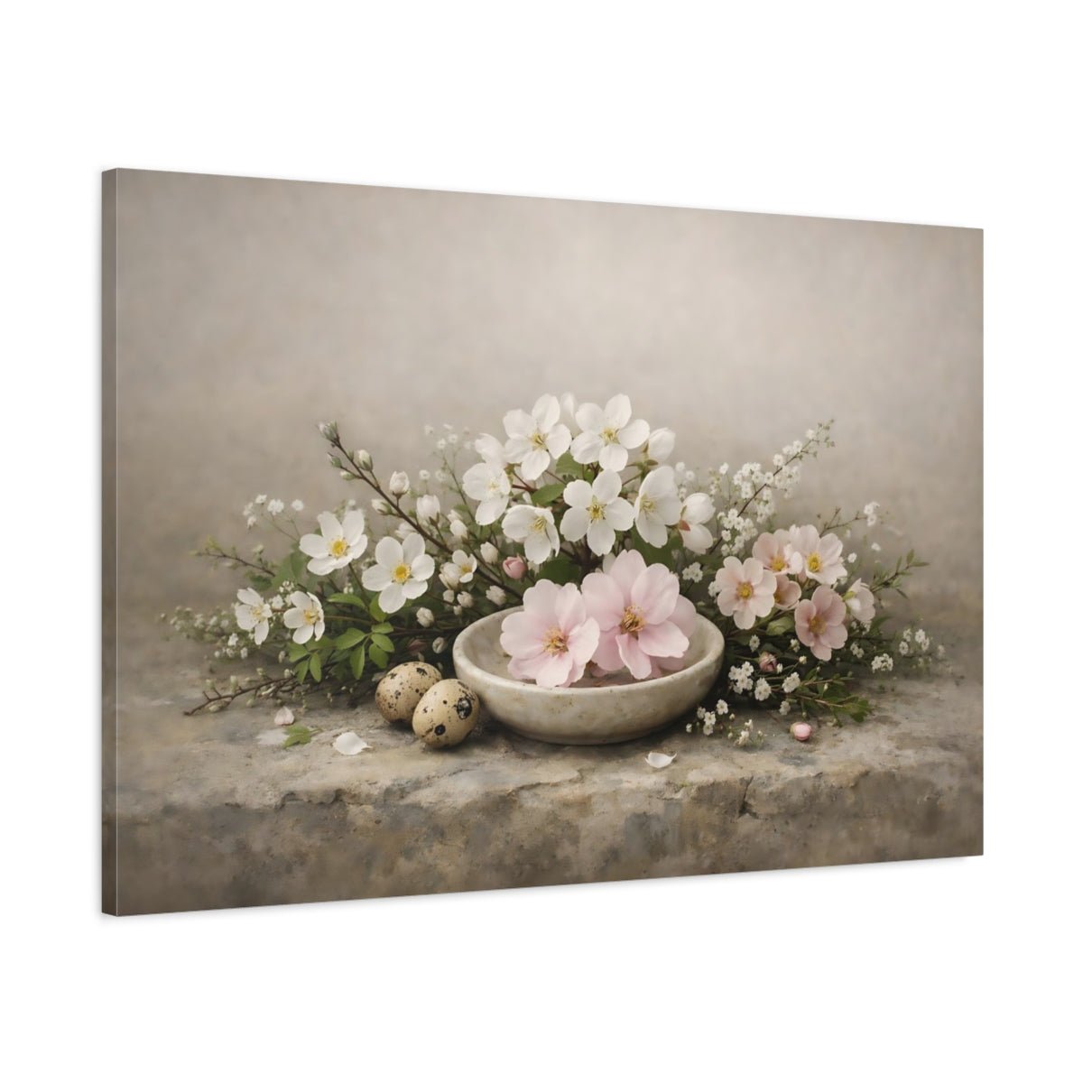 Floral Blossoms Spring Arrangement - Canvas Wall Art Print - YesArtYes