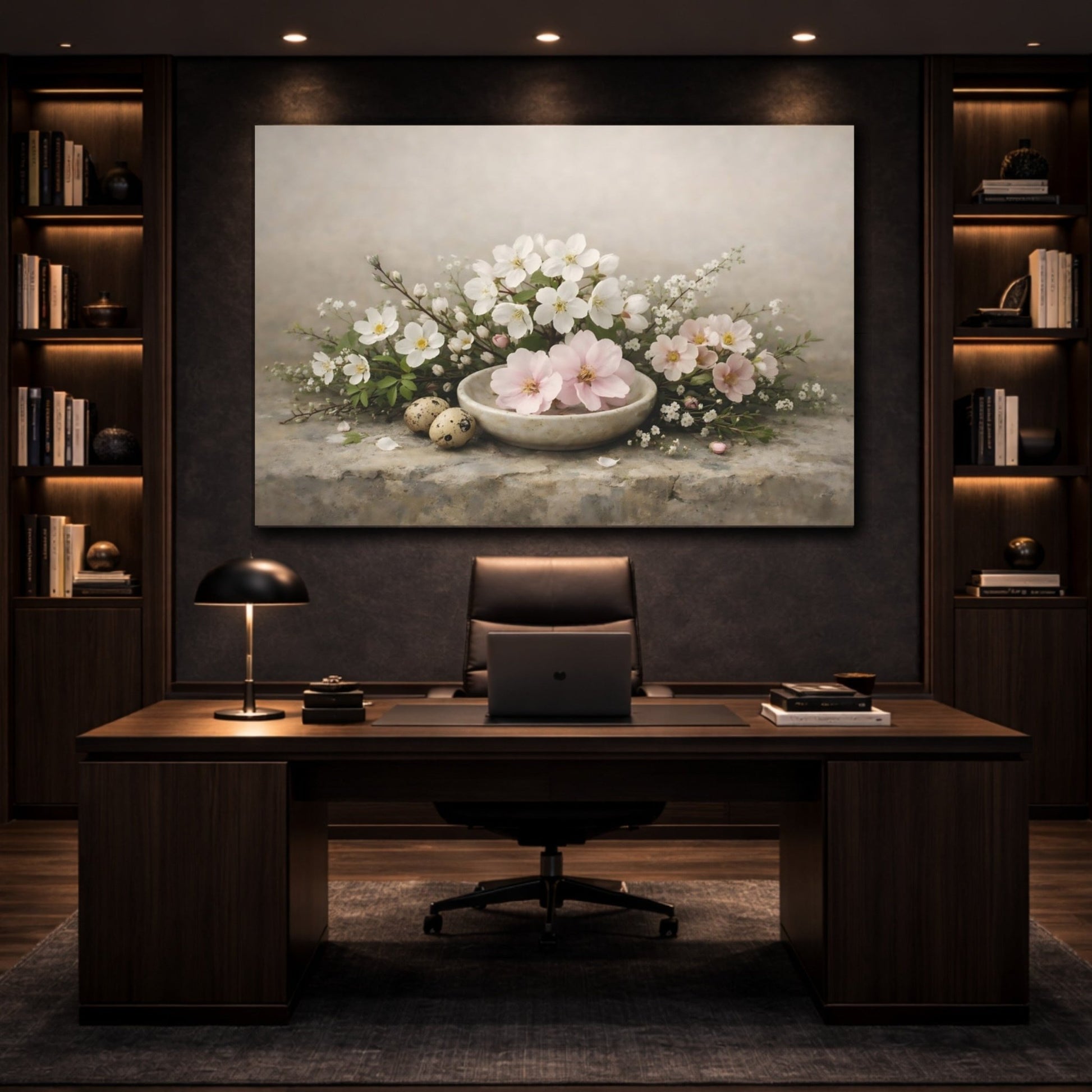 Floral Blossoms Spring Arrangement - Canvas Wall Art Print - YesArtYes