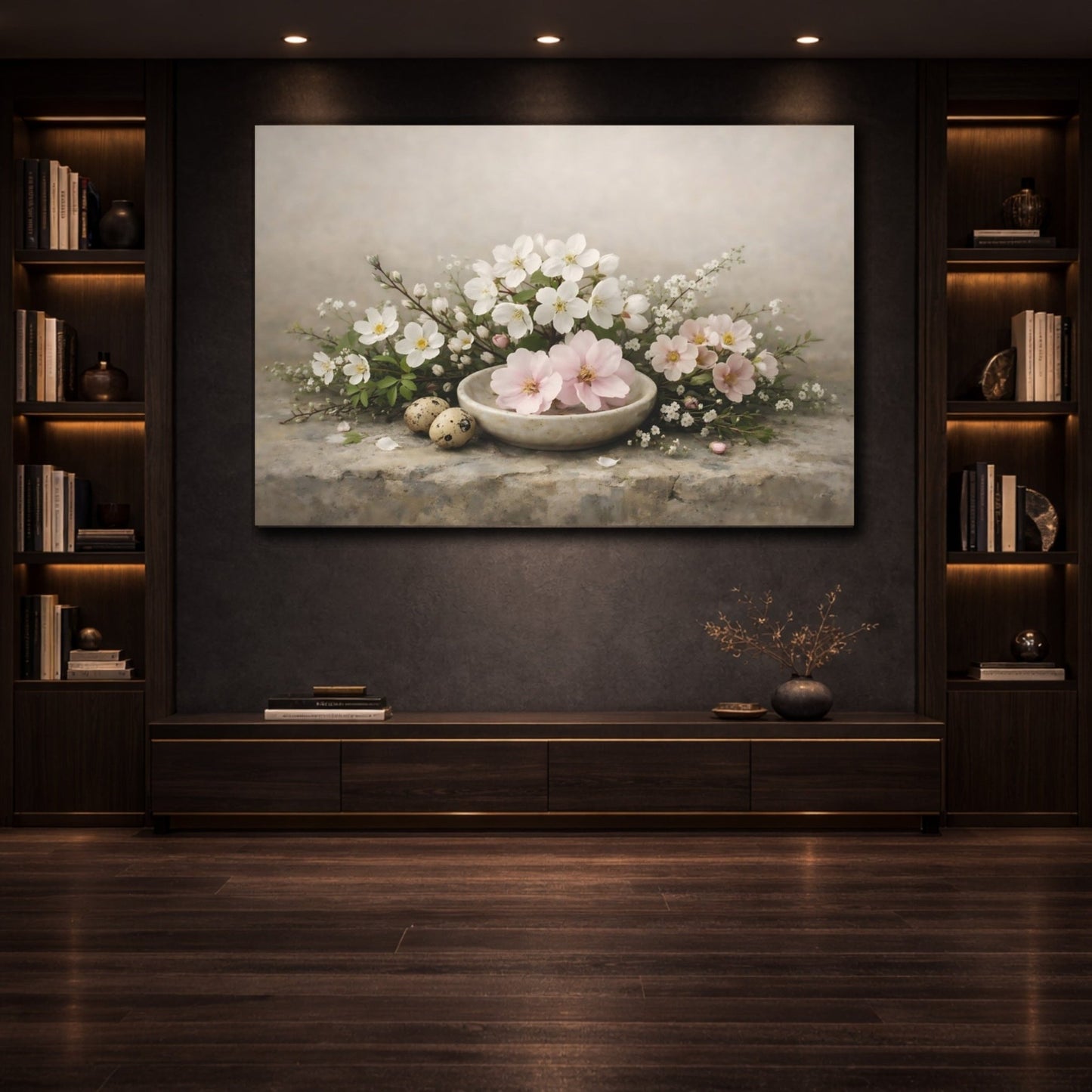 Floral Blossoms Spring Arrangement - Canvas Wall Art Print - YesArtYes