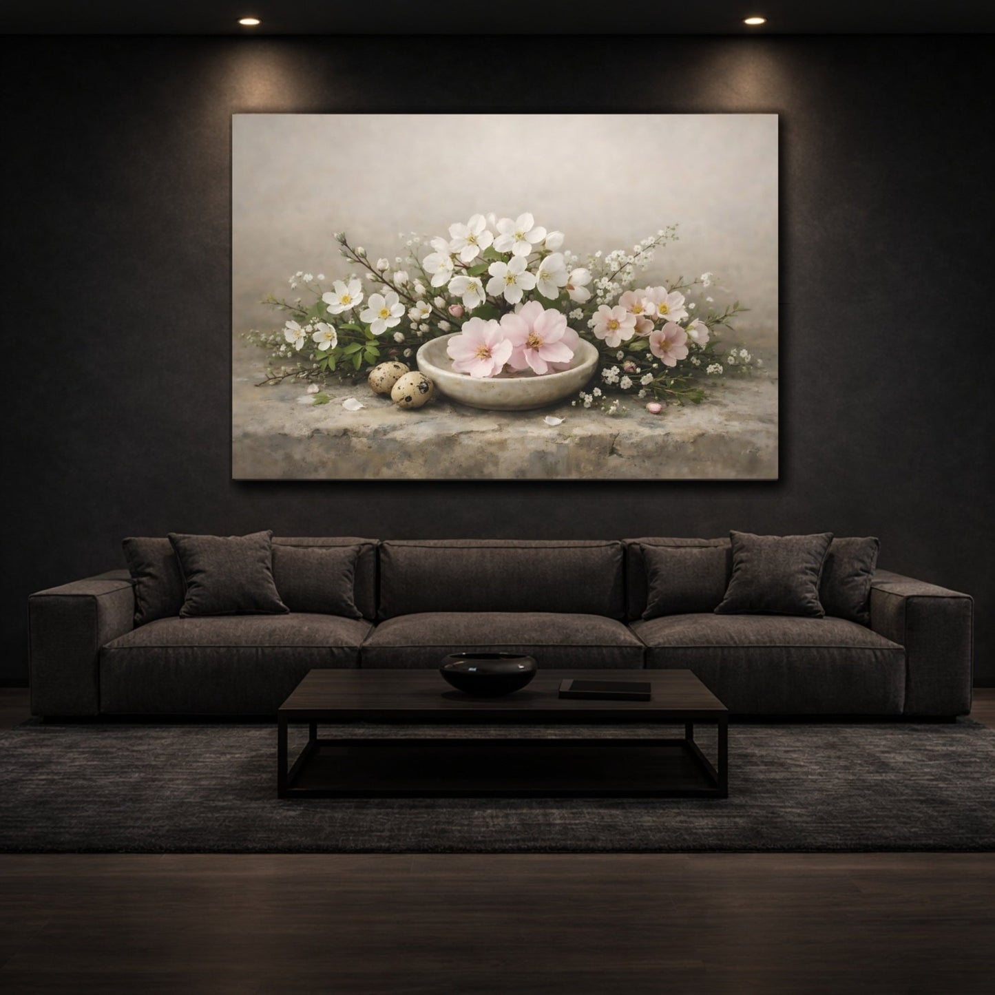 Floral Blossoms Spring Arrangement - Canvas Wall Art Print - YesArtYes