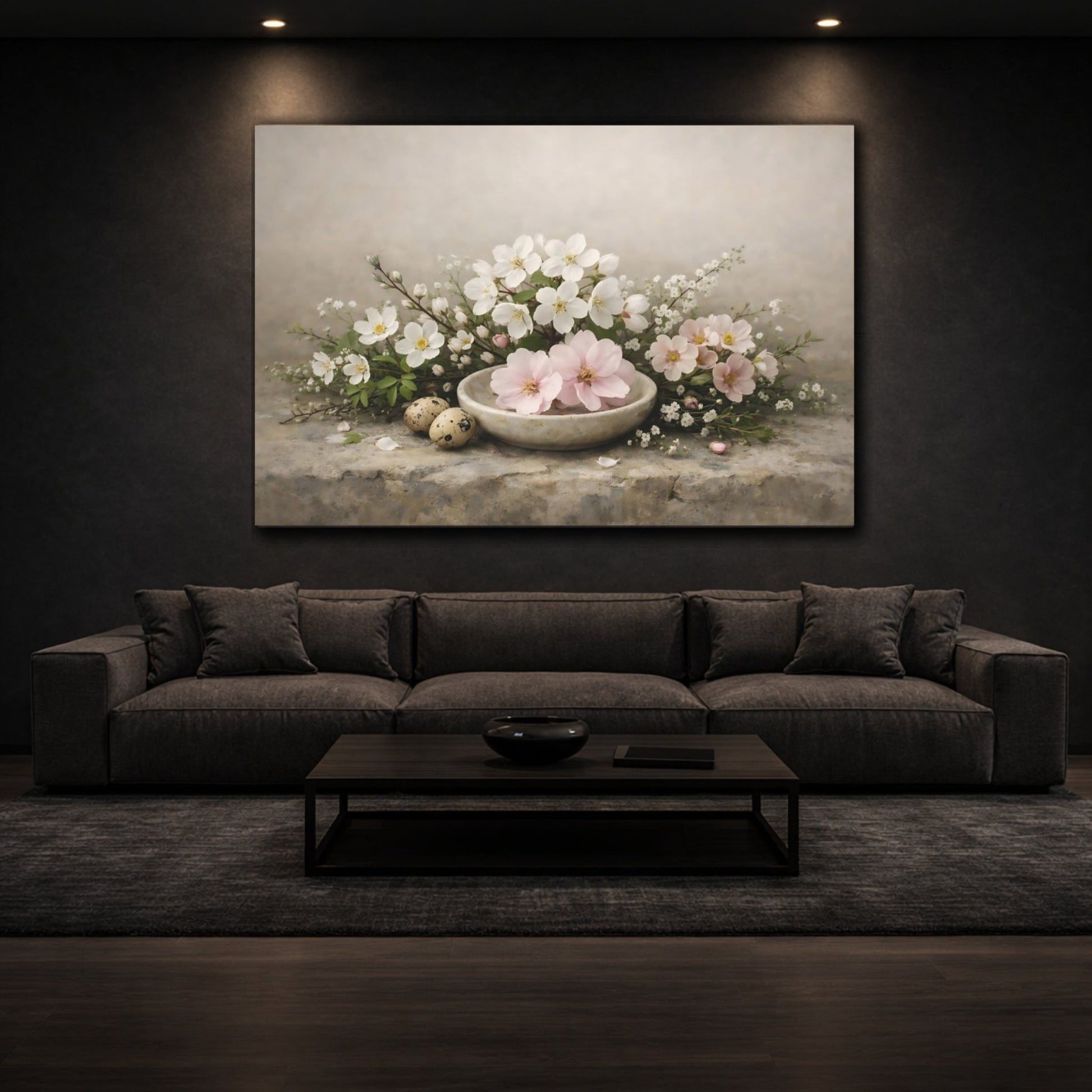 Floral Blossoms Spring Arrangement - Canvas Wall Art Print - YesArtYes