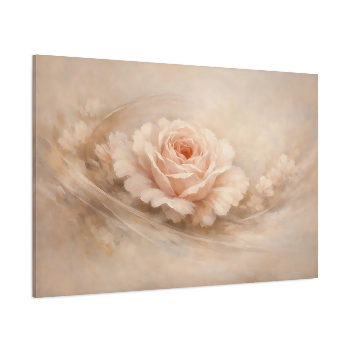 Main Mockup. Floral Blush Rose Blush Pink Rose shown as stretched canvas wall art